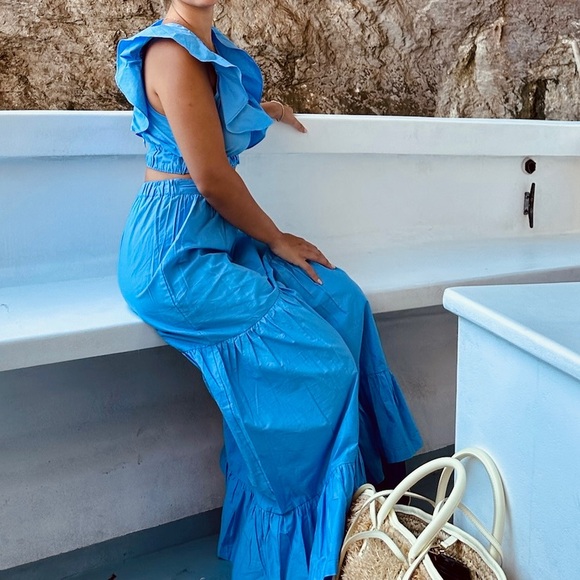 Light Blue Ruffle Tie-Front Set - Picture 3 of 4